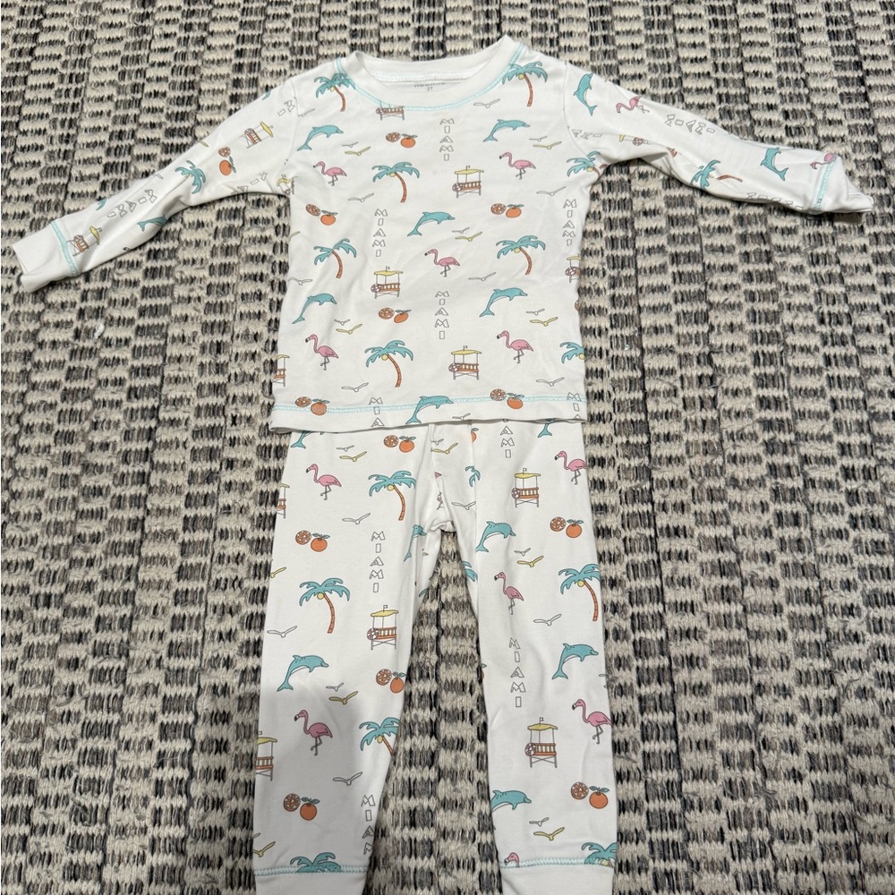 Noomie White Miami Beach Print Pajama Set